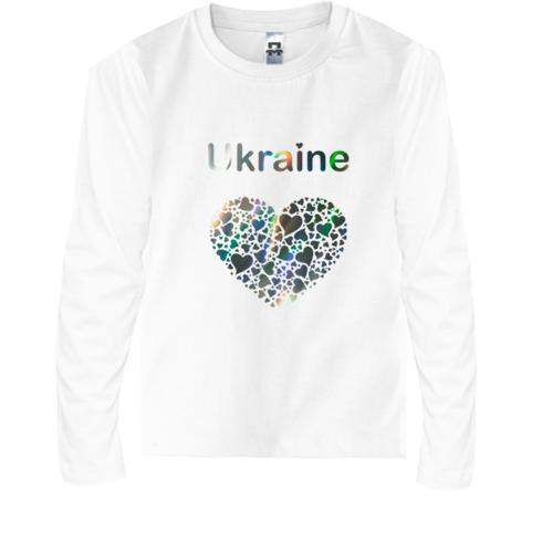 Детский лонгслив Ukraine - сердце (голограмма) (голограмма)