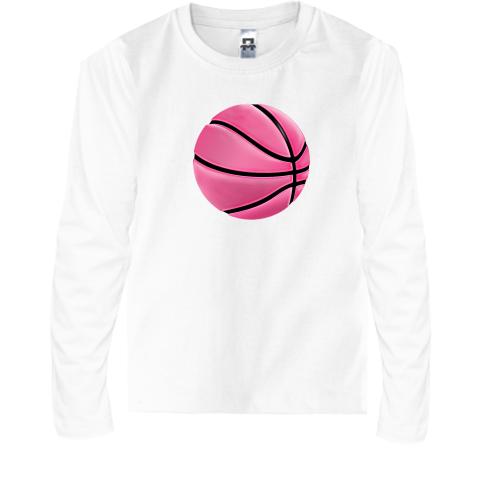 Детский лонгслив с розовым баскетбольным мячом