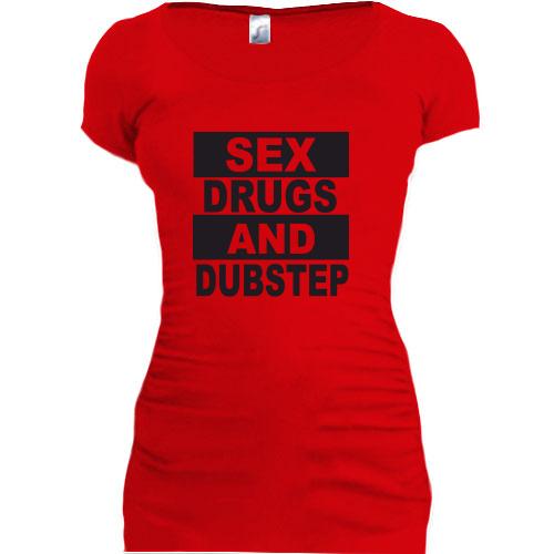 Подовжена футболка Sex, drugs and Dubstep
