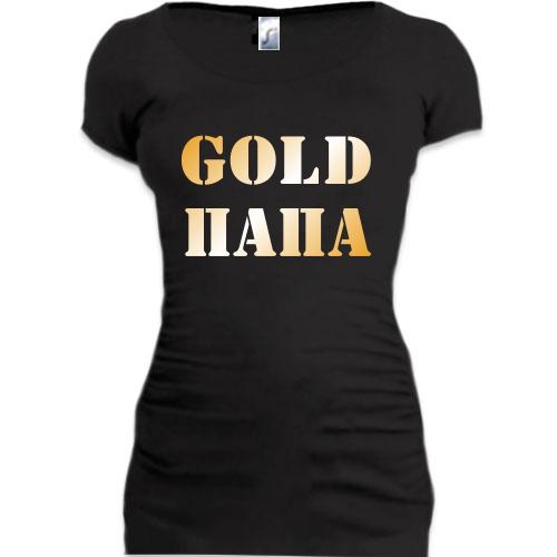 Женская удлиненная футболка Gold папа 2