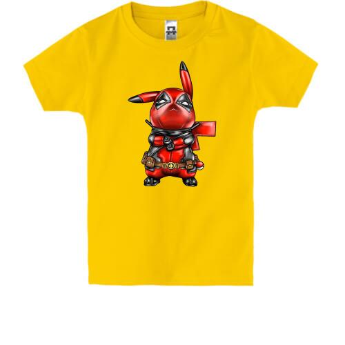 Детская футболка с Пикачу в костюме Дедпула