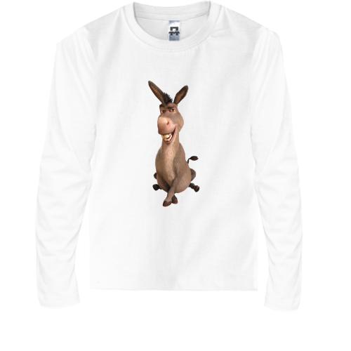 Детская футболка с длинным рукавом с веселым осликом (Шрек)
