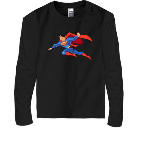 Детская футболка с длинным рукавом с летящим суперменом