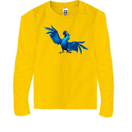 Детская футболка с длинным рукавом с синим попугаем из Рио
