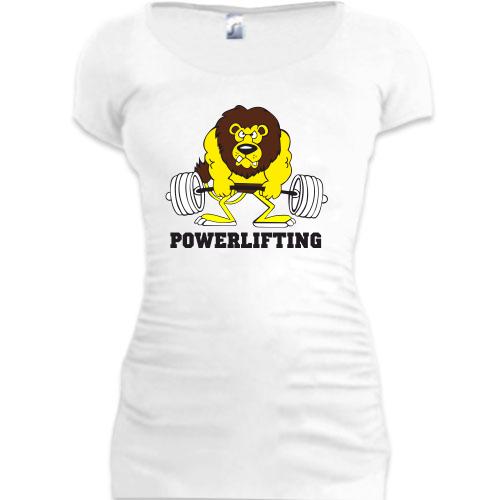 Женская удлиненная футболка Powerlifting lion