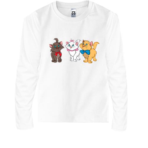 Детская футболка с длинным рукавом с тремя котами