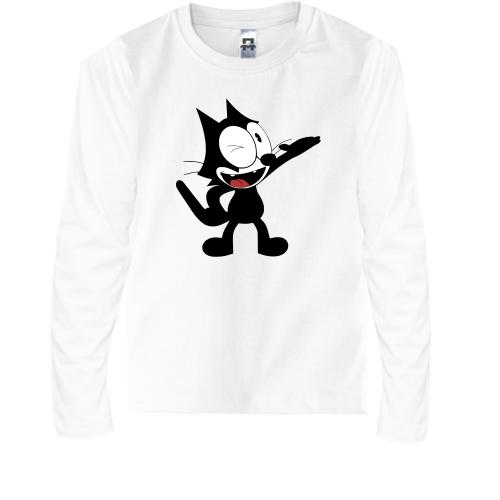 Детская футболка с длинным рукавом с чёрным котом из Симпсонов