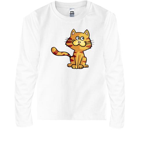 Детская футболка с длинным рукавом с рыжим котом