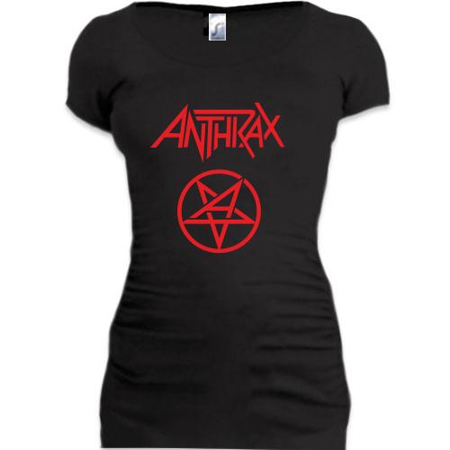 Женская удлиненная футболка Anthrax со звездой