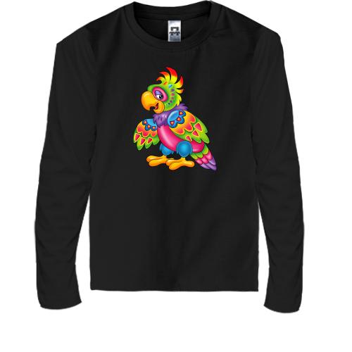 Детская футболка с длинным рукавом с разноцветным попугаем