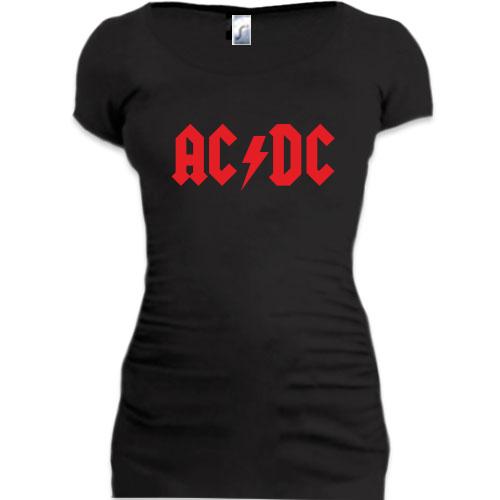 Женская удлиненная футболка AC/DC logo