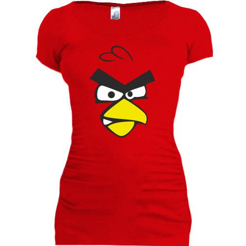 Женская удлиненная футболка Angry Bird (с чубом)