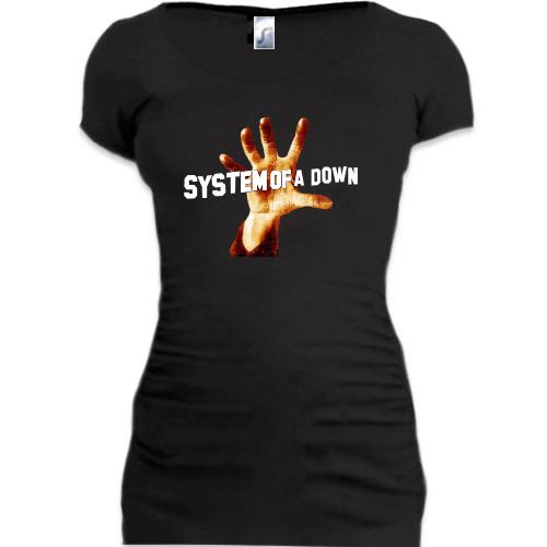 Женская удлиненная футболка System of a Down с рукой