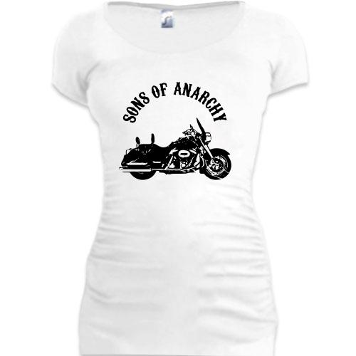 Женская удлиненная футболка Sons of Anarchy с мотоциклом