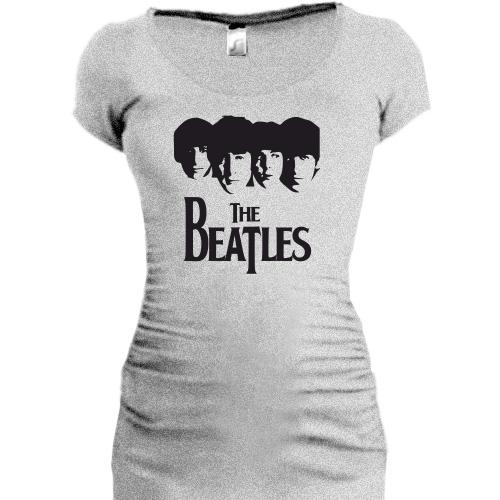 Женская удлиненная футболка The Beatles (лица)