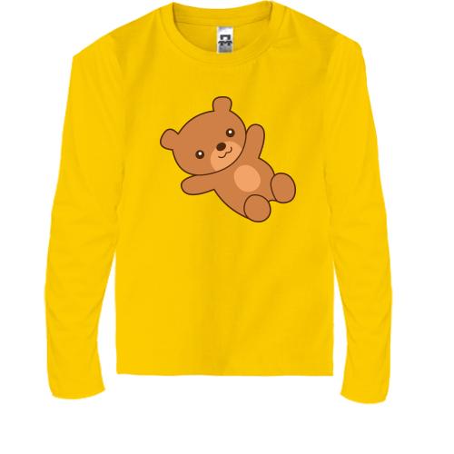 Детская футболка с длинным рукавом с  лежащим плюшевым медведем