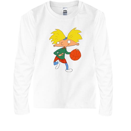 Детская футболка с длинным рукавом с Арнольдом и баскетбольным м