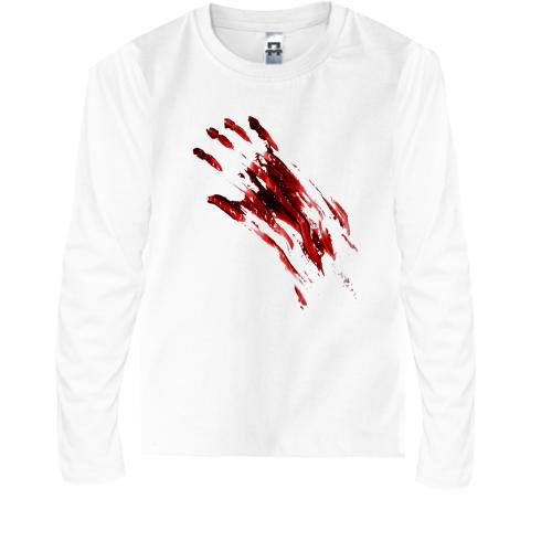 Детская футболка с длинным рукавом с кровавым отпечатком руки