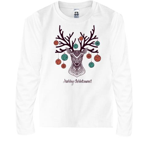 Детская футболка с длинным рукавом Merry Christmas Deer