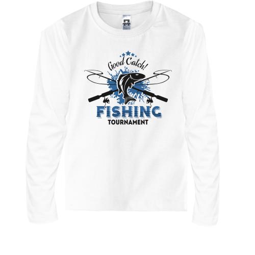 Детская футболка с длинным рукавом Удачной рыбалки!