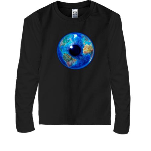 Детская футболка с длинным рукавом с Землей в виде глаза