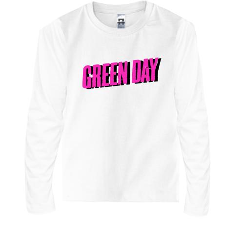 Детская футболка с длинным рукавом Green day розовый логотип