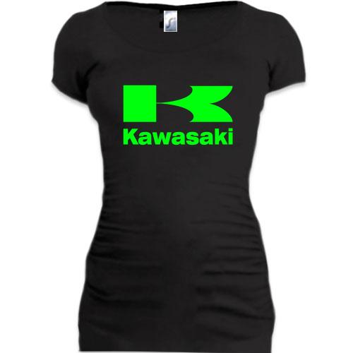 Женская удлиненная футболка с лого Kawasaki