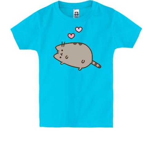 Детская футболка с Пушин котом и сердечками