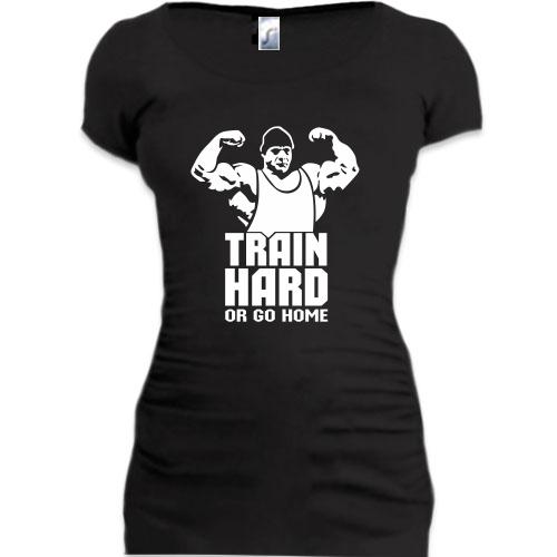 Женская удлиненная футболка Train hard or go home
