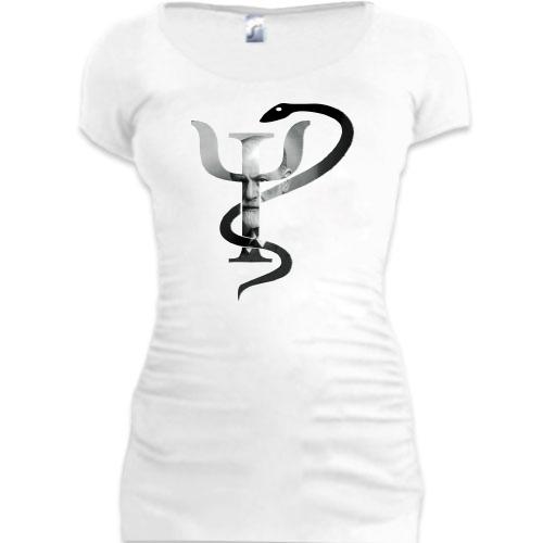 Подовжена футболка з гербом психології та змією