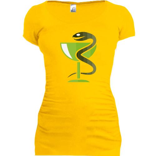 Подовжена футболка з чашею і змією