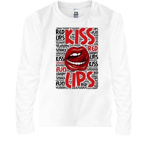 Детская футболка с длинным рукавом Kiss red lips