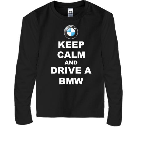 Детская футболка с длинным рукавом Keep calm and drive a BMW