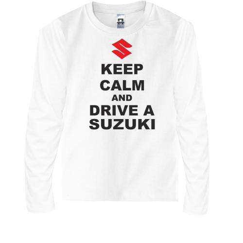 Детская футболка с длинным рукавом Keep calm and drive a SUZUKI