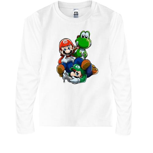 Детская футболка с длинным рукавом с Марио и черепахой 2
