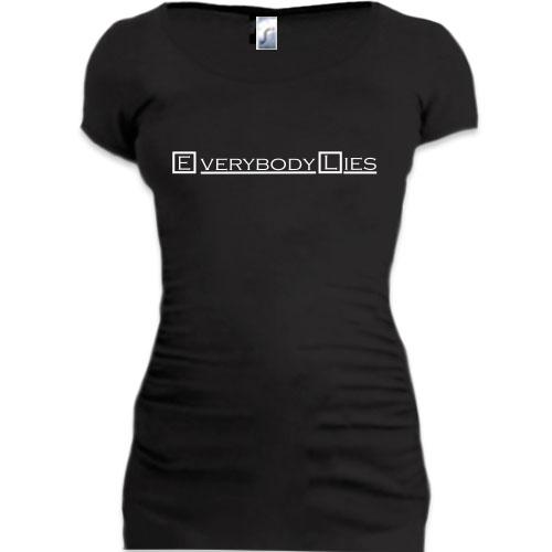 Женская удлиненная футболка Everybody lies (2)