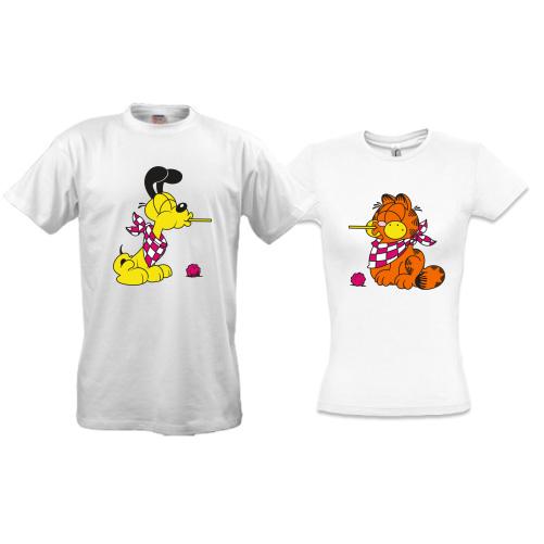 Парные футболки Garfield dog & cat