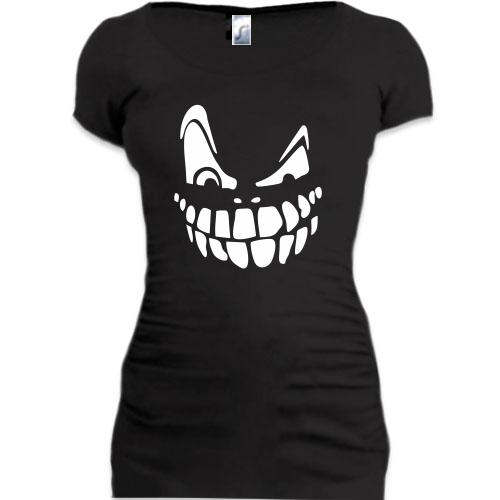 Женская удлиненная футболка со злорадным смайлом