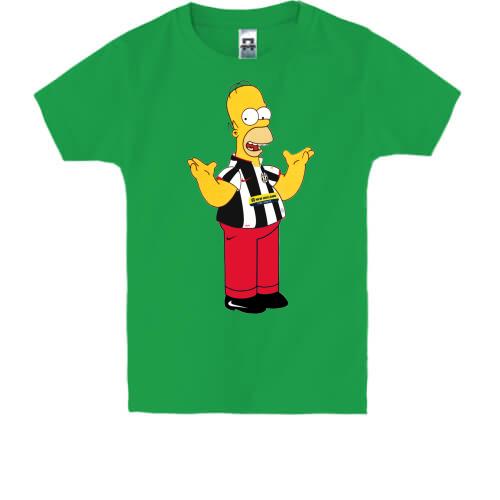 Детская футболка с Гомером Симпсоном в форме Ювентус