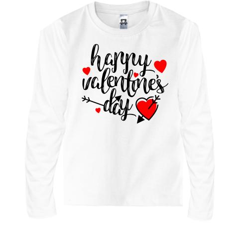 Детская футболка с длинным рукавом с надписью Happy Valentine's 