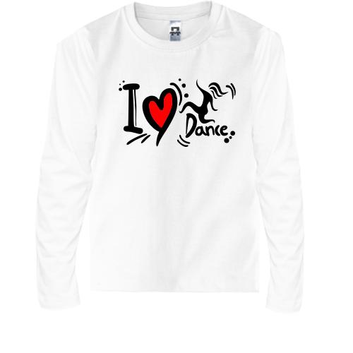 Детская футболка с длинным рукавом i love dance