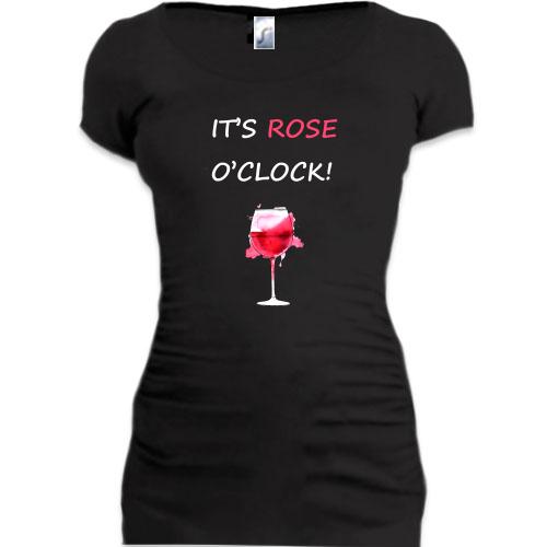 Подовжена футболка з написом It's rose o'clock