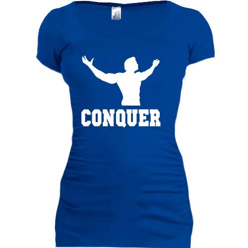 Женская удлиненная футболка Conquer (3)