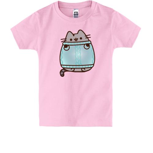 Дитяча футболка з Пушин котом в светрі