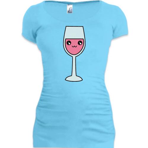 Подовжена футболка з келихом вина