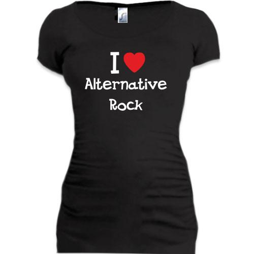 Женская удлиненная футболка I love alternative ROCK