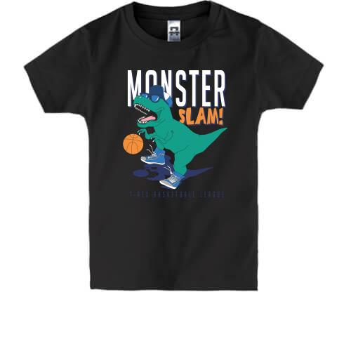 Дитяча футболка з динозавром баскетболістом