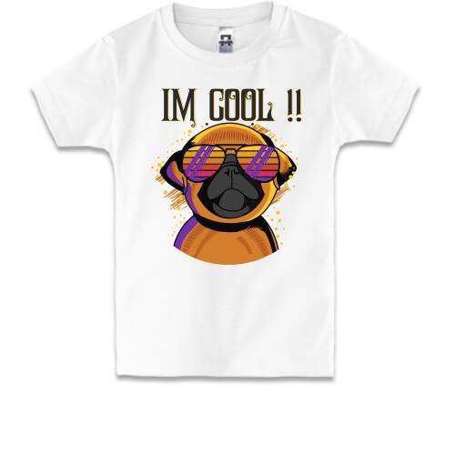 Детская футболка с мопсом и надписью I'm cool