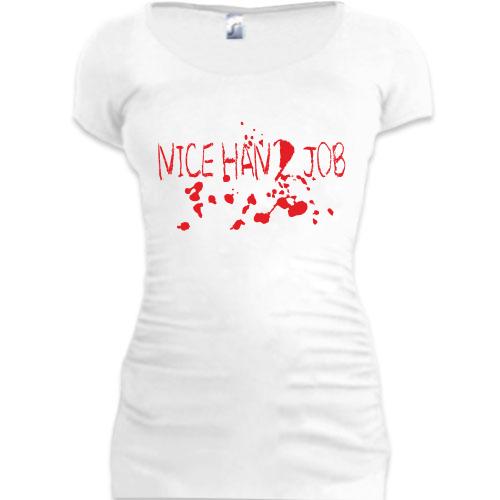 Женская удлиненная футболка Nice Hand Job