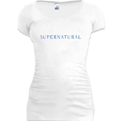 Женская удлиненная футболка с надписью Supernatural